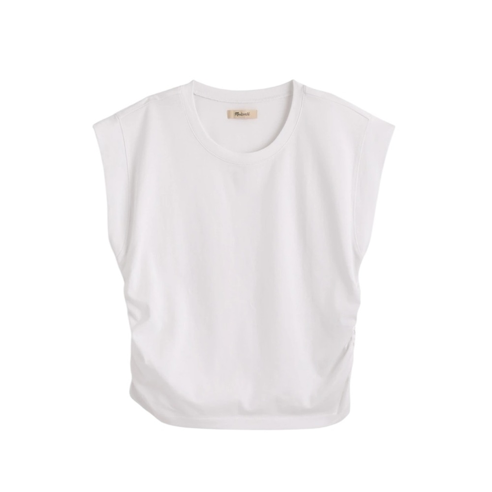 Madewell Side-Cinch Muscle Tee in Eyelet White